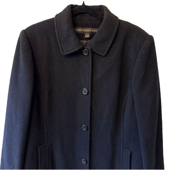 Fleet‎ Street Coat Women’s Size Large Button Front Long Collared Black - Picture 5 of 15
